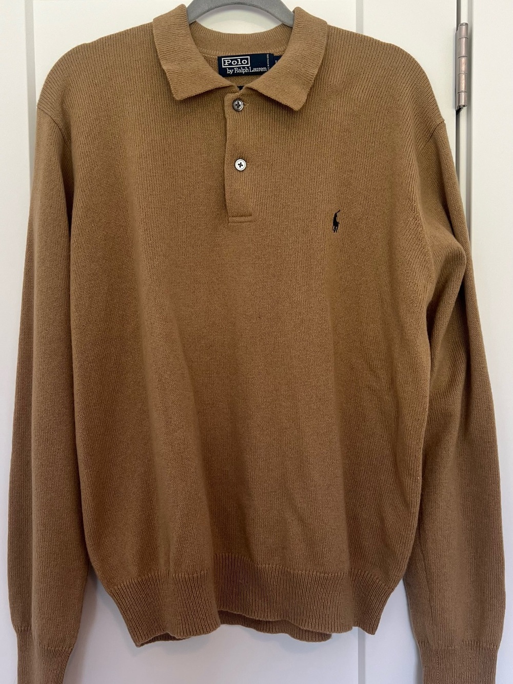 Ralph Lauren Men’s Camel Polo Sweater with Navy Pony